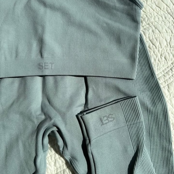 SET Active Blue Ribbed Activewear Set - Picture 3 of 4